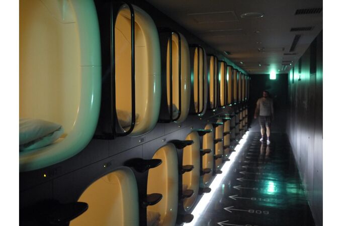 Hotel cápsula en Kyoto, Japón