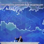 El presidente de Rusia, Vladimir Putin, durante su conferencia de prensa anual