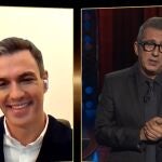 El presidente del Gobierno, Pedro Sánchez, con Andreu Buenafuente en Movistar+