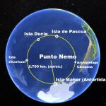 El Punto Nemo y la tierra emergida más próxima