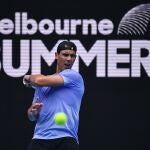 El tenista español Rafael Nadal, durante una sesión de entrenamiento