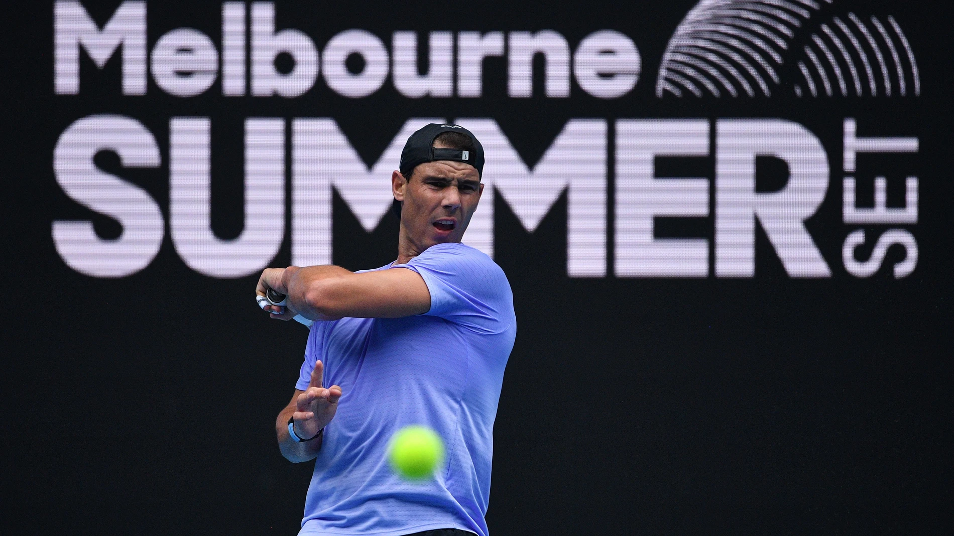 El tenista español Rafael Nadal, durante una sesión de entrenamiento