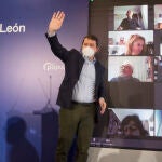 El presidente del PP y de la Junta de Castilla y León, Alfonso Fernández Mañueco, durante su intervención en la Intermunicipal de Salamanca