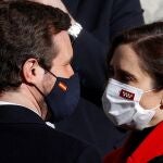 El líder del PP, Pablo Casado y la presidenta de la Comunidad de Madrid, Isabel Díaz Ayuso, en una imagen de archivo