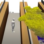 Recreación en 3D del comportamiento de los aerosoles de una persona infectada con Covid -19 en un supermercado