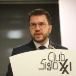 El presidente de la Generalitat de Cataluña, Pere Aragonès, protagoniza un coloquio organizado por el Club Siglo XXI