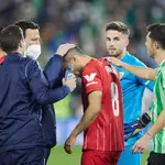 Joan Jordán, instantes después de la agresión en el partido de Copa
