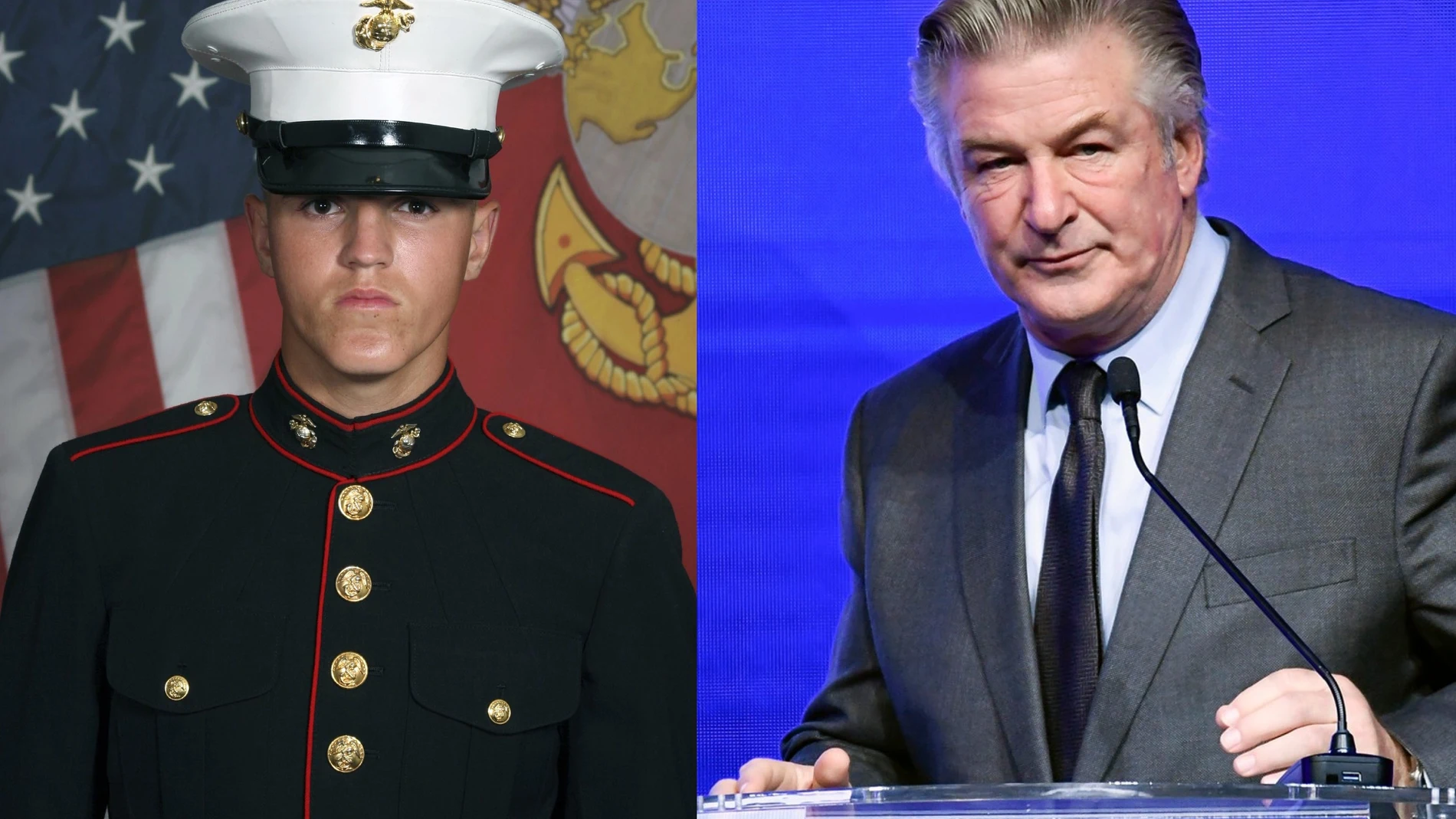 El marine estadounidense Rylee McCollum (izq.) y el actor Alec Baldwin