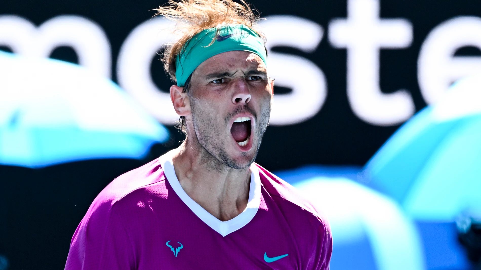 Nadal celebra el desenlace del agónico primer set