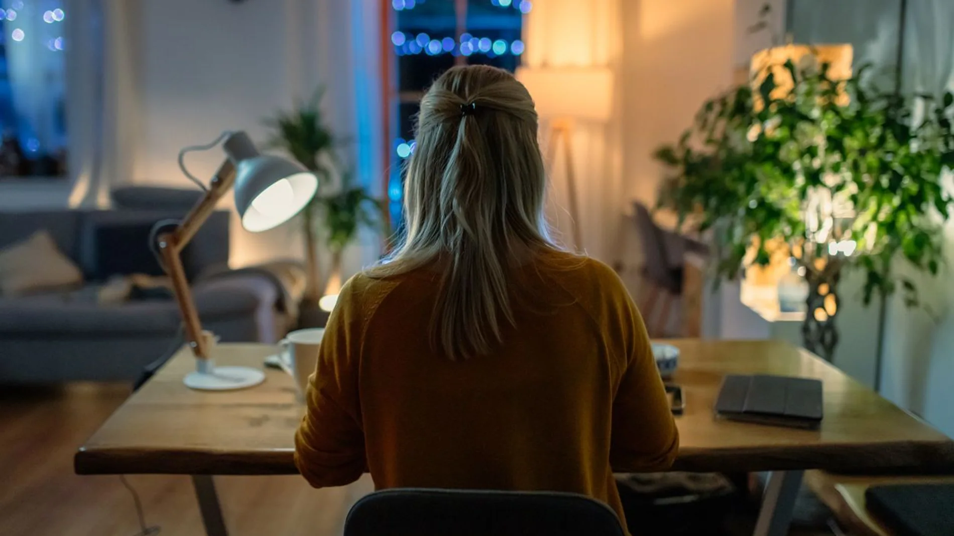 Imagen de una persona teletrabajando