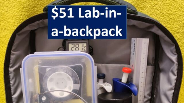 Laboratorio de mochila diseñado por científicos de la Universidad de Queen Mary de Londres.