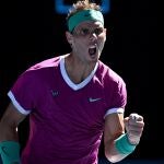 Nadal celebra uno de los puntos logrados ante Shapovalov en cuartos de final