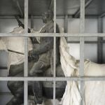 Estatua ecuestre de Franco que se conserva en un cuartel militar de Valencia