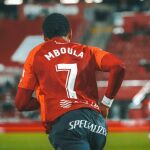 Jordi Mboula con el Real Mallorca.