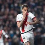 Trejo celebra el gol que mete al Rayo en semifinales
