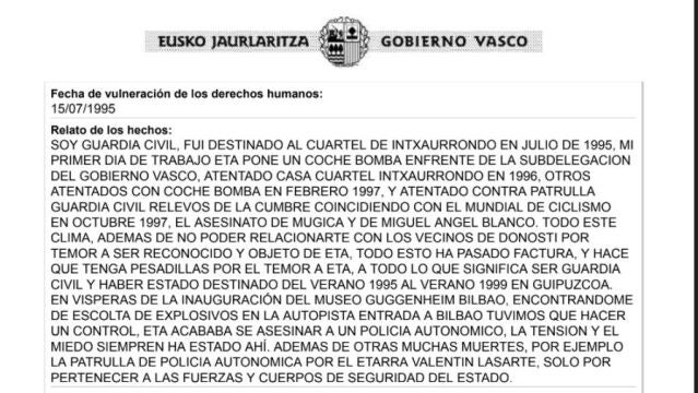 Instancia presentada por elguardia Jerónimo Lázaro