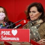 La exvicepresidenta del Gobierno Carmen Calvo participa en un encuentro con mujeres representativas de la sociedad salamantina