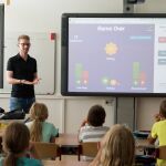 Un docente imparte clase