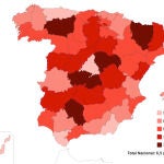 IPC por provincias. Fuente: INE