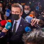 Llegada de Alberto Núñez Feijóo​ a la sede del PP en la calle Genova donde el presidente del Partido Pablo Casado ha reunido a los presidentes autonómicos del PP