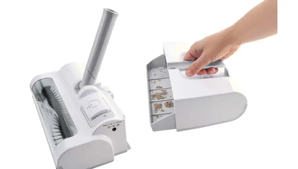 Escoba eléctrica recargable Depósito extraíble para vaciar el aparato de forma sencilla.