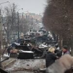 Una calle de Kiev bombardeada en las últimas horas