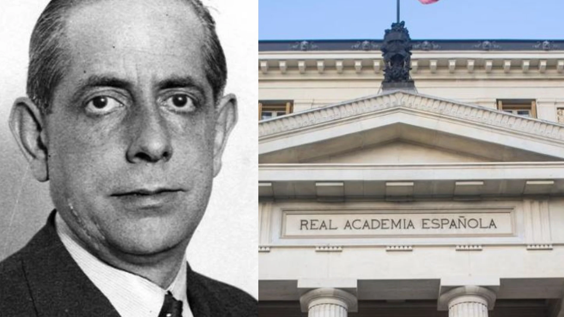 Pedro Parages, junto a la sede de la Real Academia Española