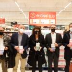 La consellera de Agricultura Teresa Jordà; el secretario de Alimentación del Govern, Carmel Mòdol; el director general de compras de Lidl, Miguel Paradela, y el presidente de Campllong, Joan Pijoan