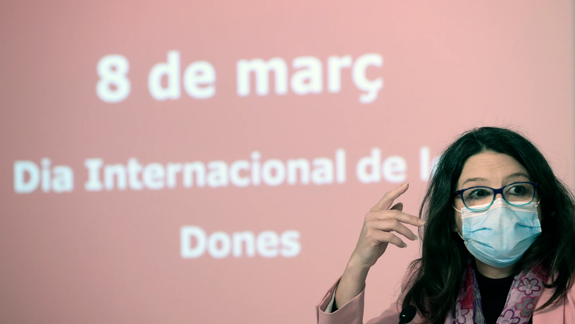 La vicepresidenta y consellera de Igualdad, Mónica Oltra, durante la rueda de prensa posterior al Pleno del Consell.