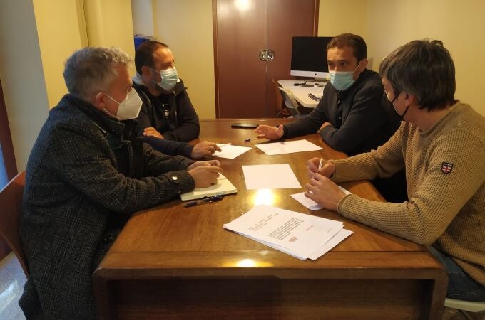 Ángel Ceña (i), Toño Palomar, Javier Moreno y Vicente Andrés. CCOO 06/03/2022
