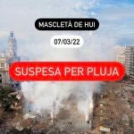 Mascletà suspendida por la lluvia