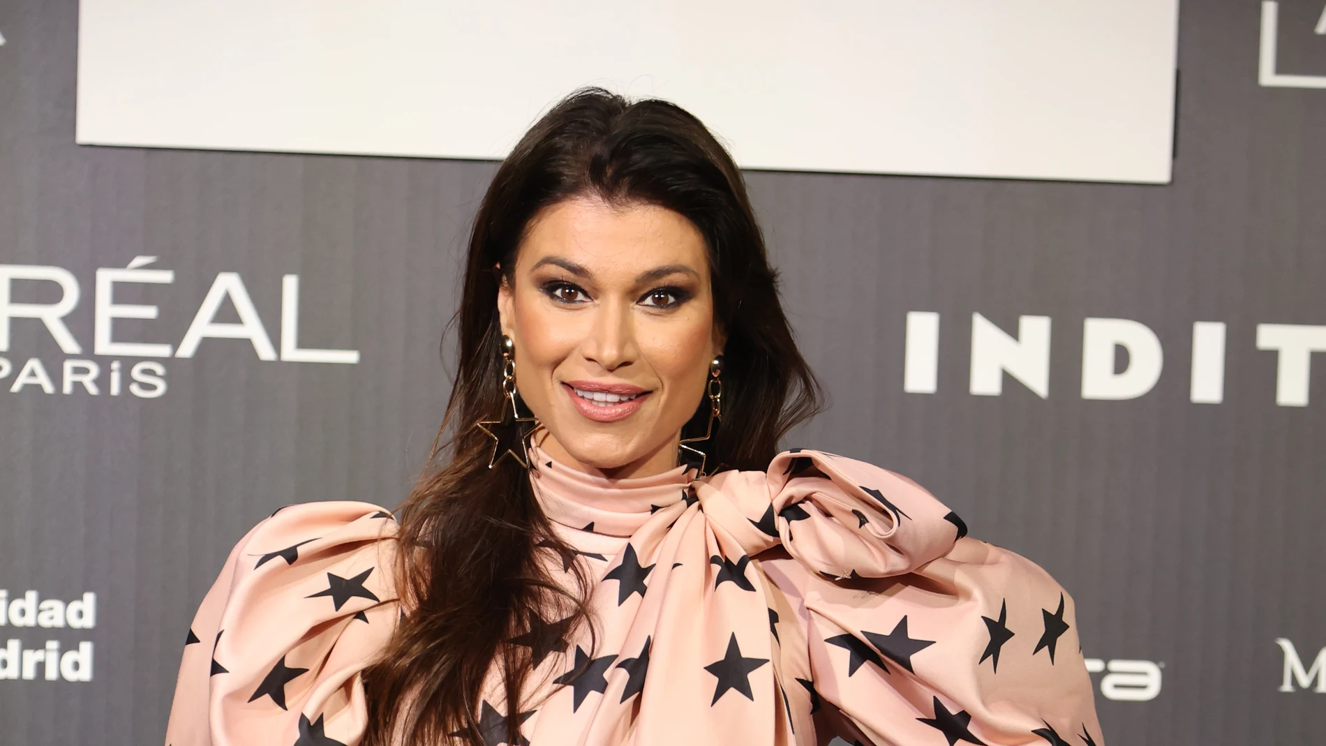 Sonia Ferrer posa en el photocall del desfile de Hannibal Laguna durante la Mercedes Benz Fashion Week
