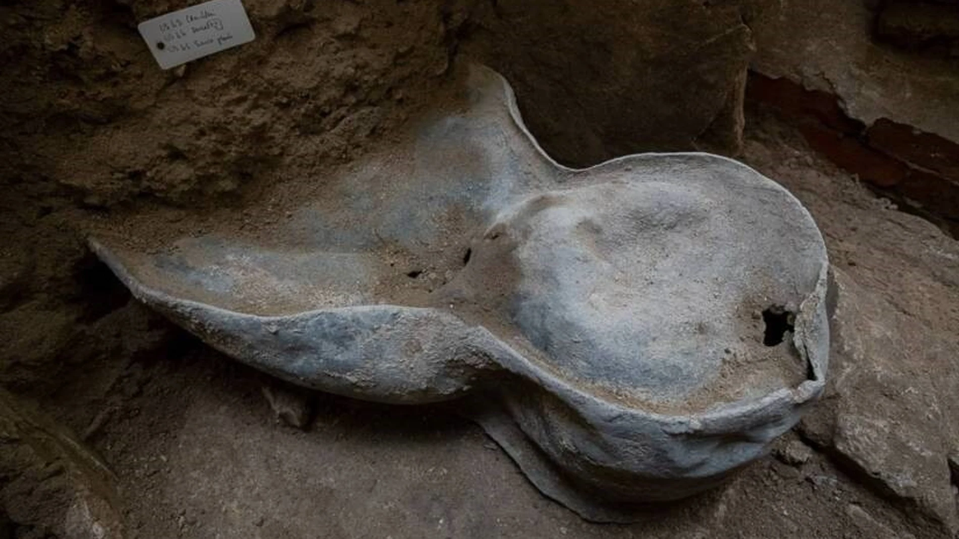 Restos del sarcófago excavado en Notre Dame.