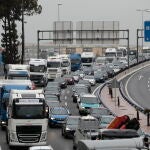 Una manifestación de camioneros en forma de "marcha lenta" provocó ayer retenciones y tráfico denso en la ronda sur de València