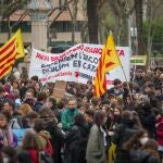 Manifestación en la huelga estudiantil y docente contra la sentencia del 25% de castellano LORENA SOPENA - EUROPA PRESS 23/03/2022