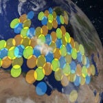 Cobertura del satélite KA-SAT sobre Europa y la cuenca del Mediterráneo.