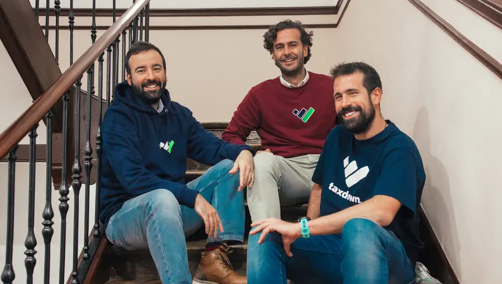 Fundadores de TaxDown, de izquierda a derecha: Joaquín Fernández, Álvaro Falcones y Enrique García