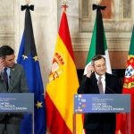 Sánchez y Draghi en un momento de su encuentro