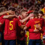 Los jugadores de la Selección celebran un gol.