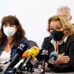 La diputada en el Congreso Meri Pita durante la rueda de prensa que ofreció este lunes para explicar as razones por las que ha abandonado el grupo parlamentario de Unidas Podemos