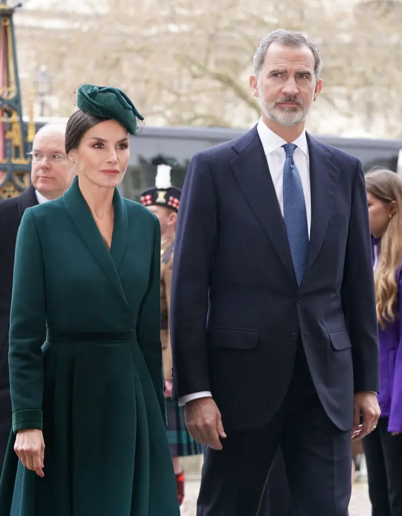 El Rey Felipe y la Reina Letizia de España asisten a un Servicio de Acción de Gracias por el Príncipe Felipe, Duque de Edimburgo en la Abadía de Westminster en Londres, el martes 29 de marzo de 2022.