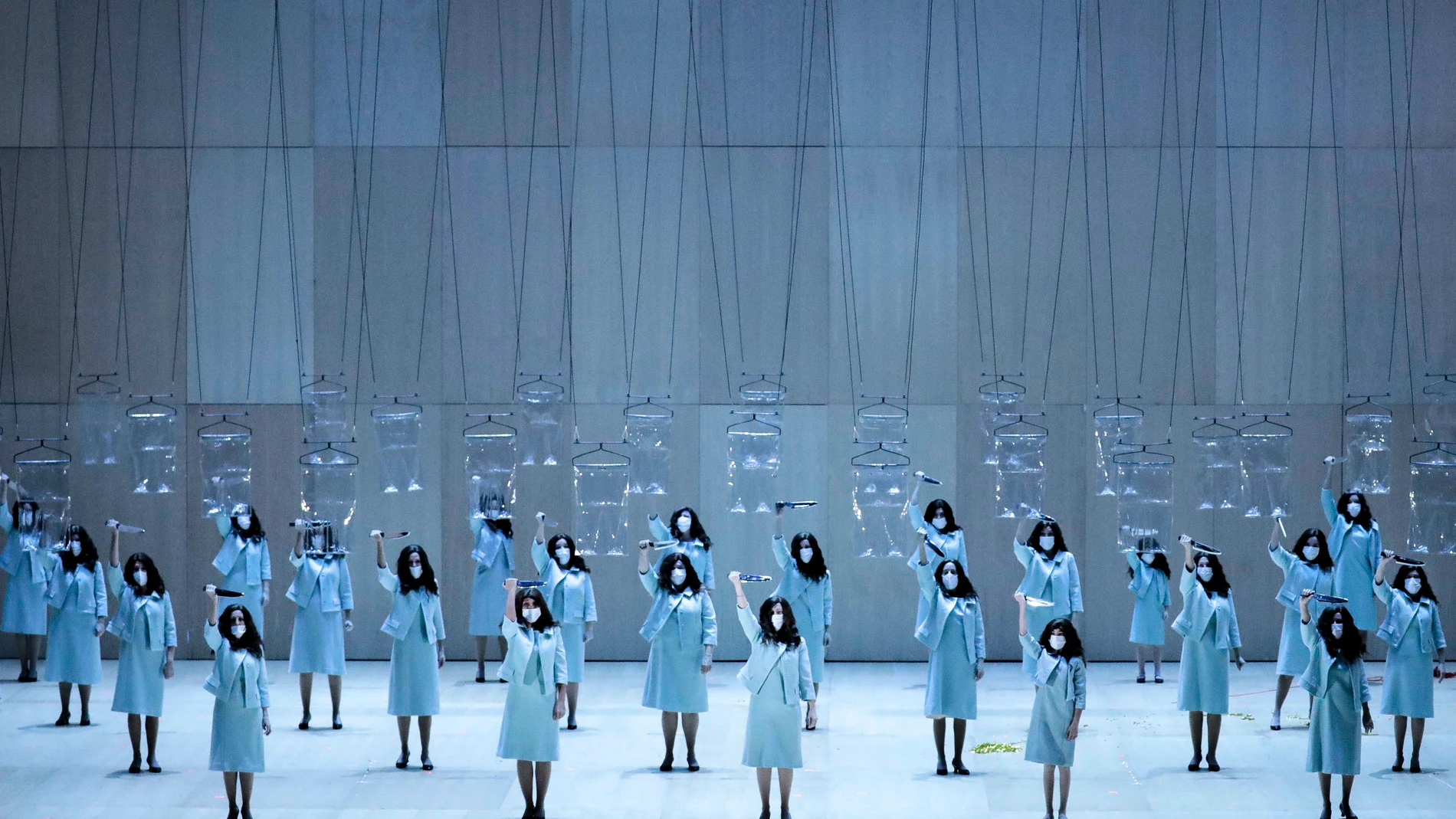 Un momento del pase gráfico de la ópera "Macbeth", de Verdi, del director de cine y teatro australiano Benedict Andrews