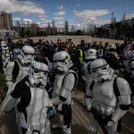 Las tropas imperiales, a su llegada al polideportivo