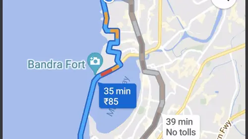 El precio de los peajes en Google Maps.