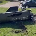 El misil ruso que cayó en la ciudad ucraniana de Kramatorsk con las palabras pintadas "por niños"