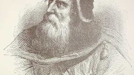 Ilustración del retrato de Arquímedes perteneciente al libro &quot;El mundo físico: gravedad, gravitación, luz, calor, electricidad, magnetismo, de A. Guillemin | Fuente: Fondo Antiguo de la Biblioteca de la Universidad de Sevilla
