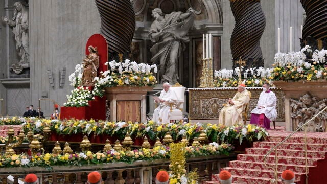 El Papa Francisco, ayer durante el acto religioso