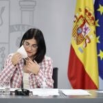 La ministra de Sanidad, Carolina Darias, en una rueda de prensa posterior al Consejo de Ministros
