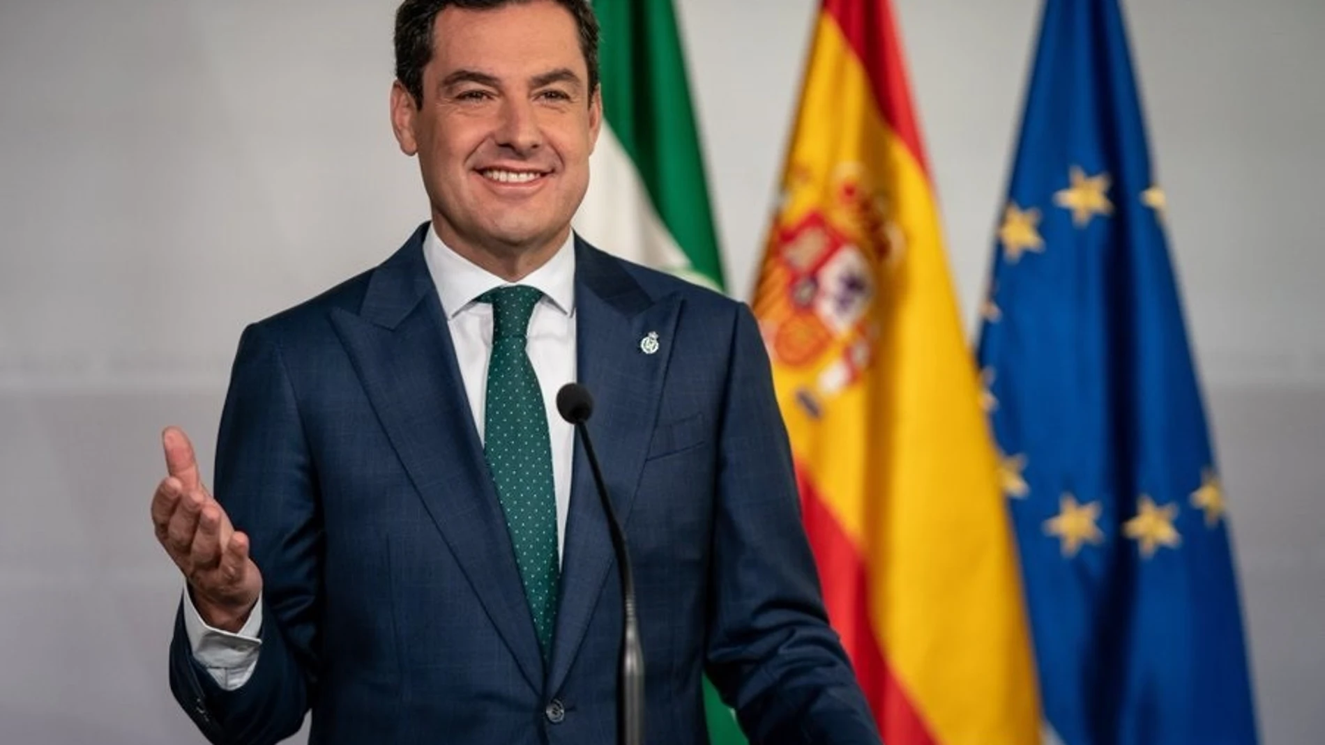 El presidente de la Junta, Juanma Moreno, comparece para informar de la convocatoria de elecciones para el 19 de junio
