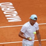 Rafa Nadal, durante su primer entrenamiento en Madrid